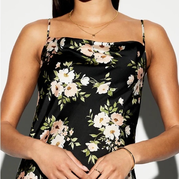 Floral Satin Cowl Maxi Dress - Picture 3 of 5